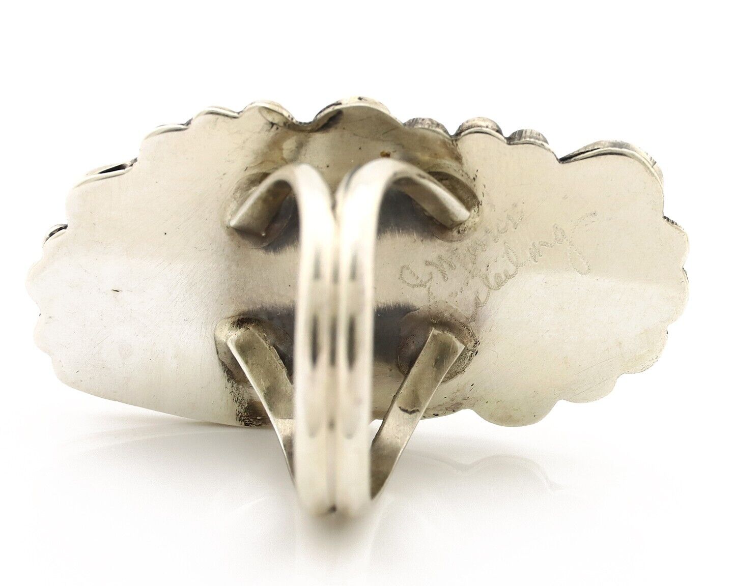 Navajo Inlay Band Ring 925 Silver Sleeping B Turquoise Signed Justin Morris C80s