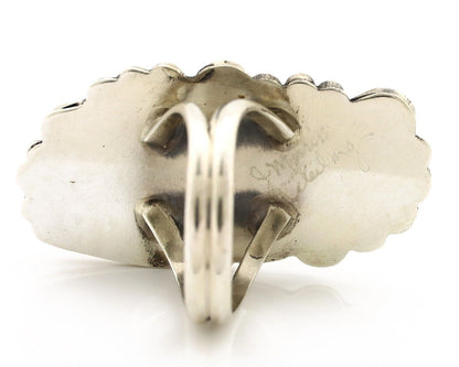 Navajo Inlay Band Ring 925 Silver Sleeping B Turquoise Signed Justin Morris C80s