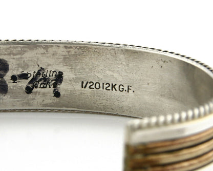 Navajo Bracelet SOLID .925 Silver & 12K Gold Filled Signed Artist TAHE C1980's