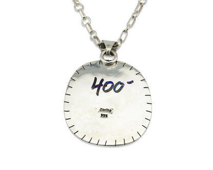 Navajo Pendant .925 Silver Spiderweb Turquoise Native American C.80's