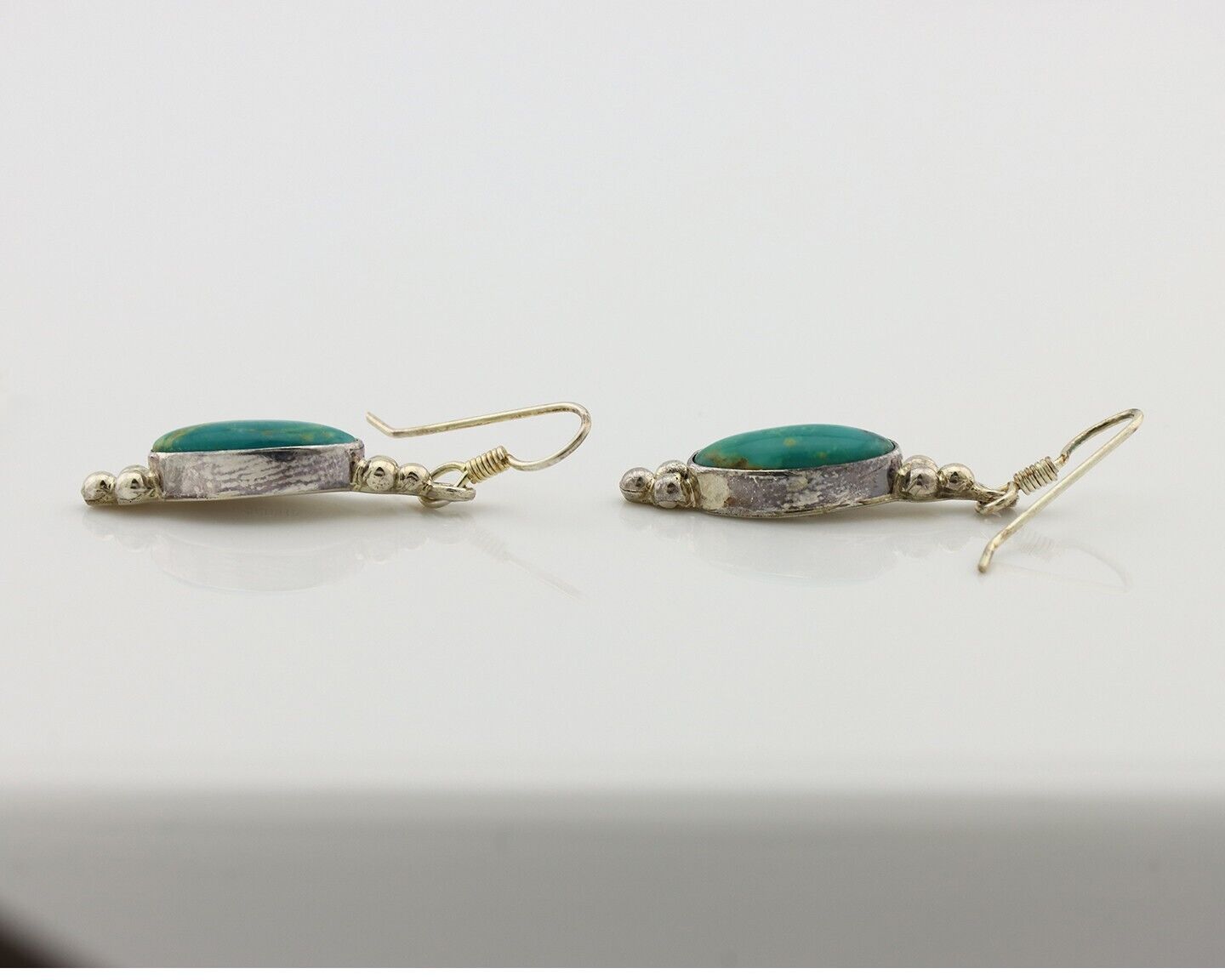 Navajo Earrings 925 Silver Blue Gem Turquoise Native American Artist C.80's