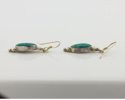 Navajo Earrings 925 Silver Blue Gem Turquoise Native American Artist C.80's