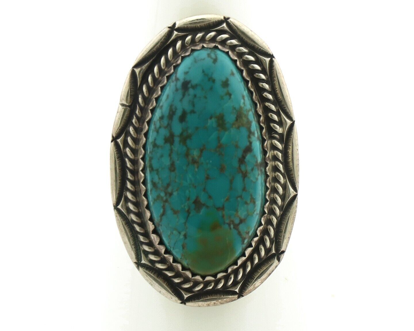 Navajo Ring .925 Silver Blue Turquoise Native American Artist C.80's