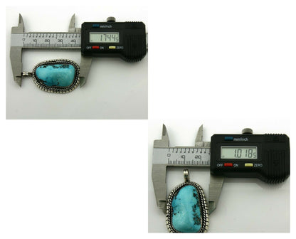 Navajo Pendant .925 Silver Kingman Turquoise Signed Artist Tom Willeto C.80's