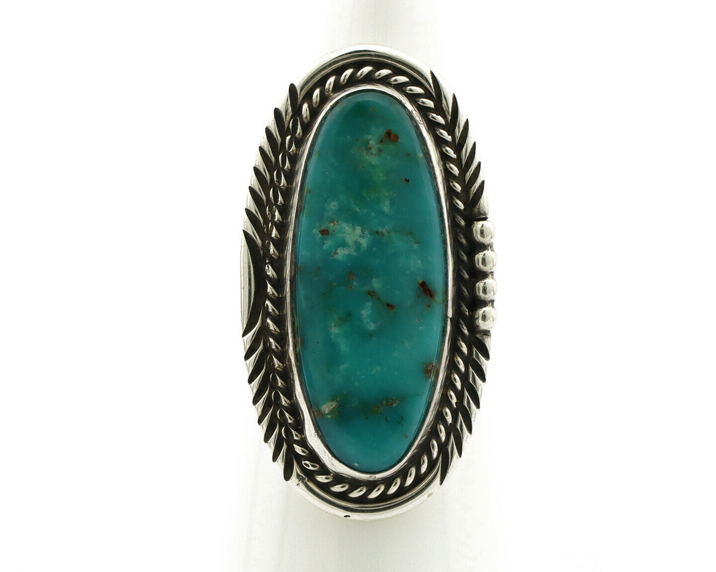 Navajo Ring .925 Silver Kingman Turquoise Signed William Denetdale C.80's