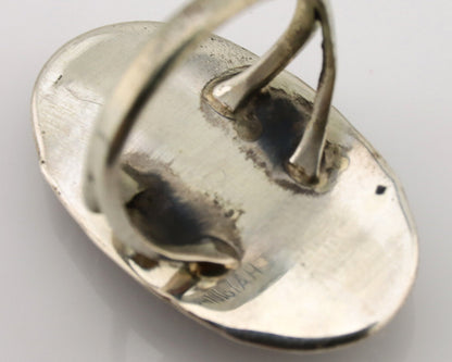 Navajo Ring .925 Silver Nevada Turquoise Native American Artist C.1980's