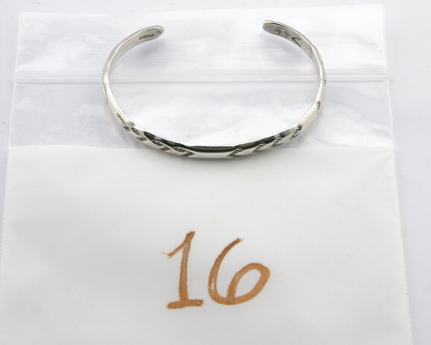 Navajo Bracelet .925 Silver Hand Stamped Arrow Head Artist V Montoya C.80's