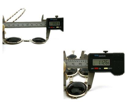 Women's Navajo Necklace Onyx .925 Silver Signed Denetdale