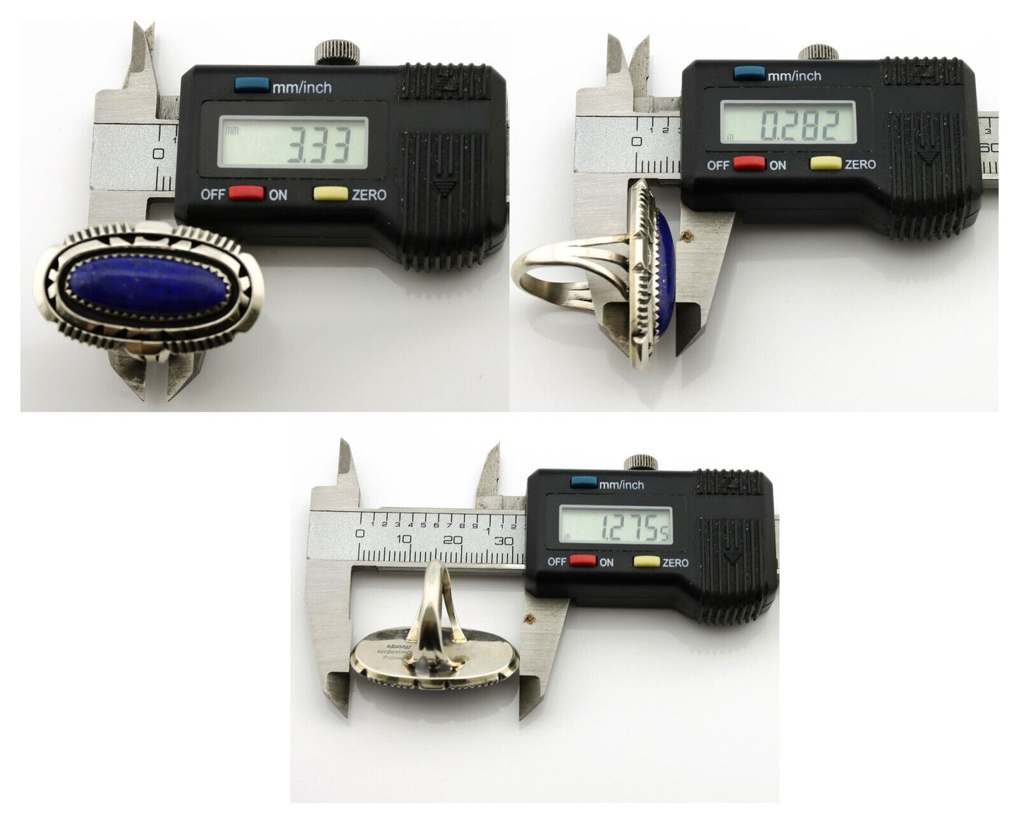 Navajo Ring 925 Silver Natural Lapis Lazuli Artist Signed William Denetdale C80s