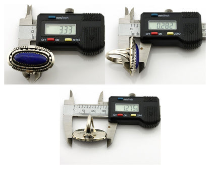 Navajo Ring 925 Silver Natural Lapis Lazuli Artist Signed William Denetdale C80s