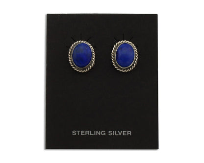 Navajo Earrings 925 Silver Natural Mined Lapis Native American Artist C80s