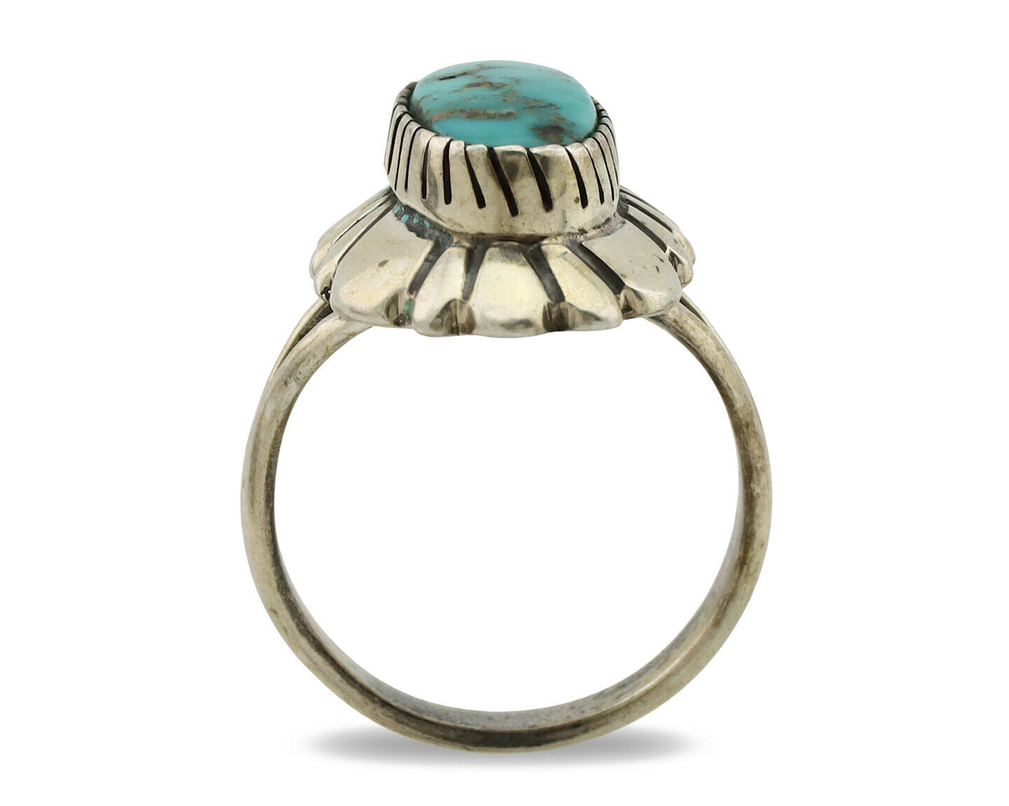 Navajo Ring .925 Silver Natural Mined Turquoise Artist Signed M Montoya C.80's