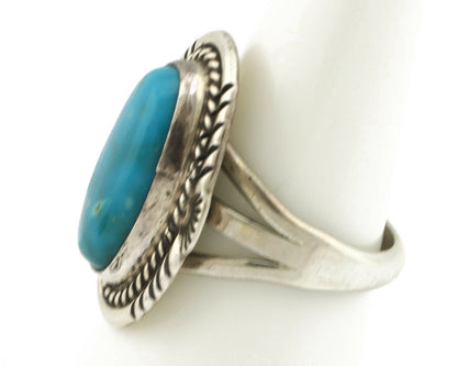 Navajo Ring .925 Silver Turquoise Mountain Signed M Begay C.80's