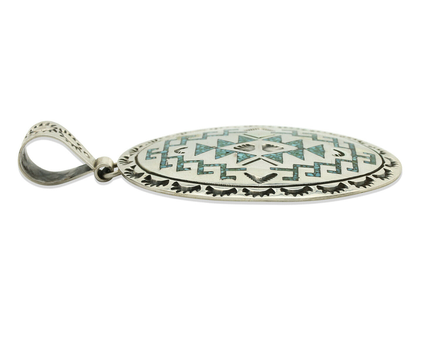 Navajo Necklace .925 Silver Kingman Turquoise Stanley Bain C.80's