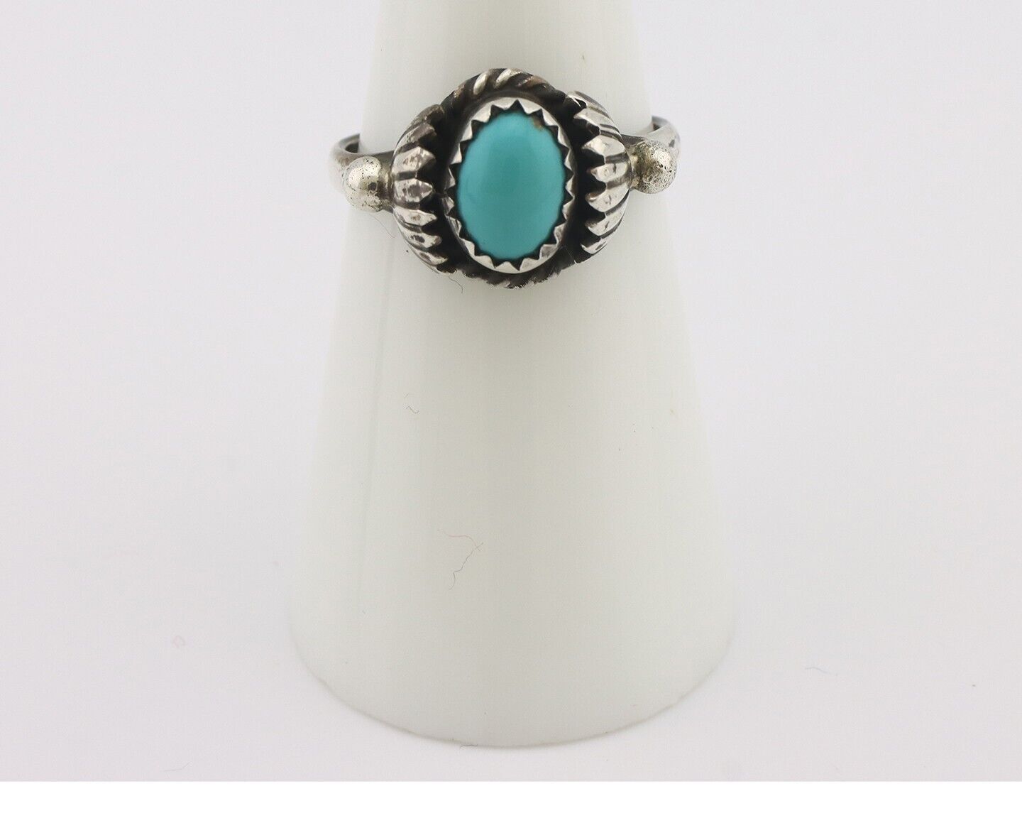 Navajo Handmade Ring 925 Silver Kingman Turquoise Native Artist C.80's