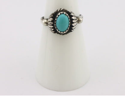 Navajo Handmade Ring 925 Silver Kingman Turquoise Native Artist C.80's