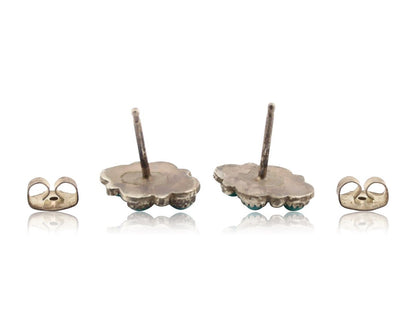 Zuni Earrings 925 Silver Sleeping Beauty Turquoise Native American Artist C.80's