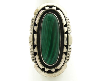 Navajo Ring 925 Silver Natural Malachite Artist Signed William Denetdale C.80's