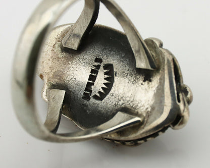 Navajo Ring .925 Silver Kingman Turquoise Native American Signed C.80's