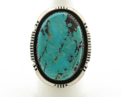 Navajo Ring .925 Silver Natural Turquoise Artist Signed William Denetdale C.80s