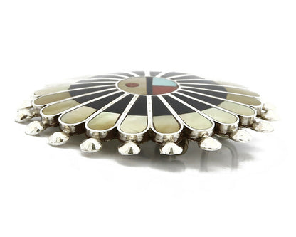 Zuni Signed Artist Victoria Unkestine Inlaid .925 SOLID Silver Tewa Pendant Pin