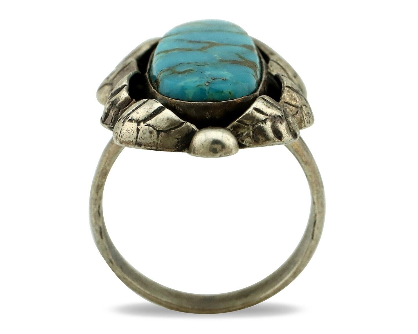 Navajo Ring 925 Silver Morenci Turquoise Native American Artist C.80's