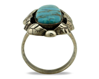 Navajo Ring 925 Silver Morenci Turquoise Native American Artist C.80's