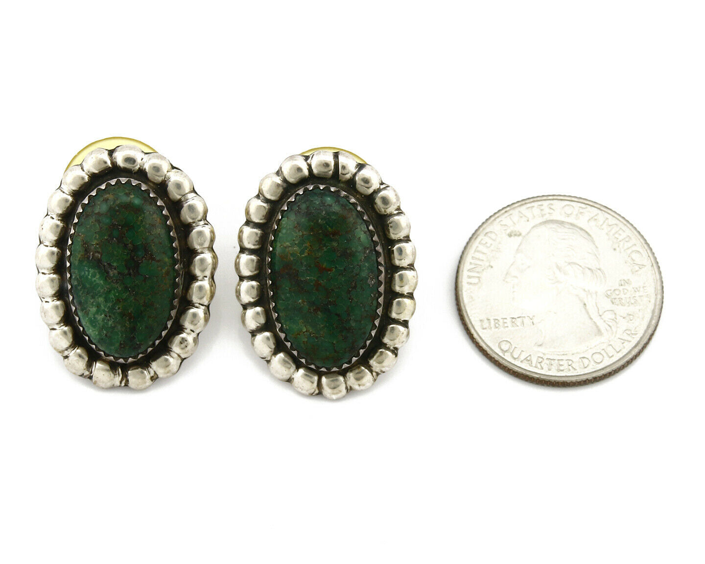 Women's Navajo Earrings .925 Silver Crescent Valley Turquoise Handmade Indian