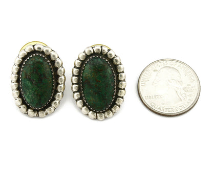 Women's Navajo Earrings .925 Silver Crescent Valley Turquoise Handmade Indian