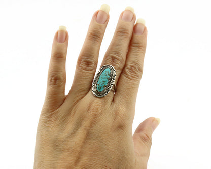 Navajo Ring .925 Silver Spiderweb Turquoise Native American Artist C.1980's