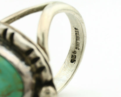 Navajo Ring .925 Silver Kingman Turquoise Artist Signed Gecko C.1980's