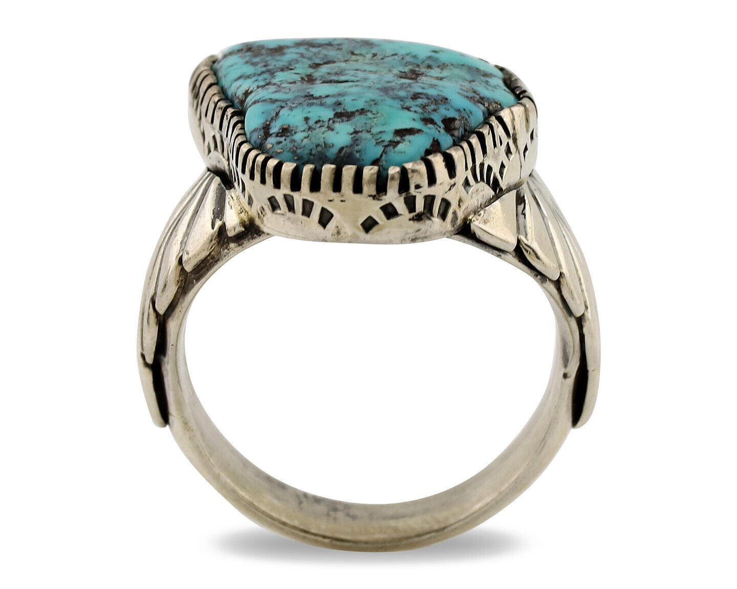 Navajo Ring .925 Silver Sleeping Beauty Turquoise Artist Signed DK C.80's
