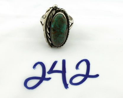 Navajo Ring .925 Silver Turquoise Mountain Signed Artist Apache C.80's