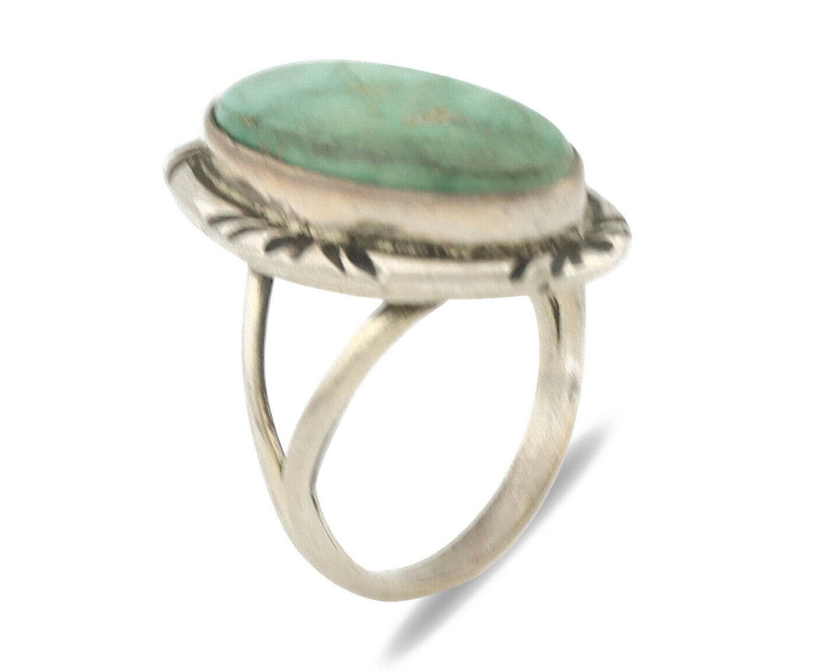 Navajo Ring .925 Silver Natural Mined Turquoise Native Artist Signed C.80's