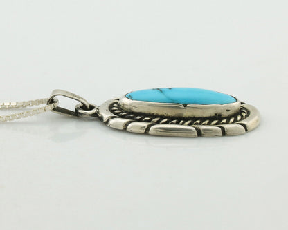 Navajo Necklace 925 Silver Sleeping Beauty Turquoise Signed M Montoya C.80's