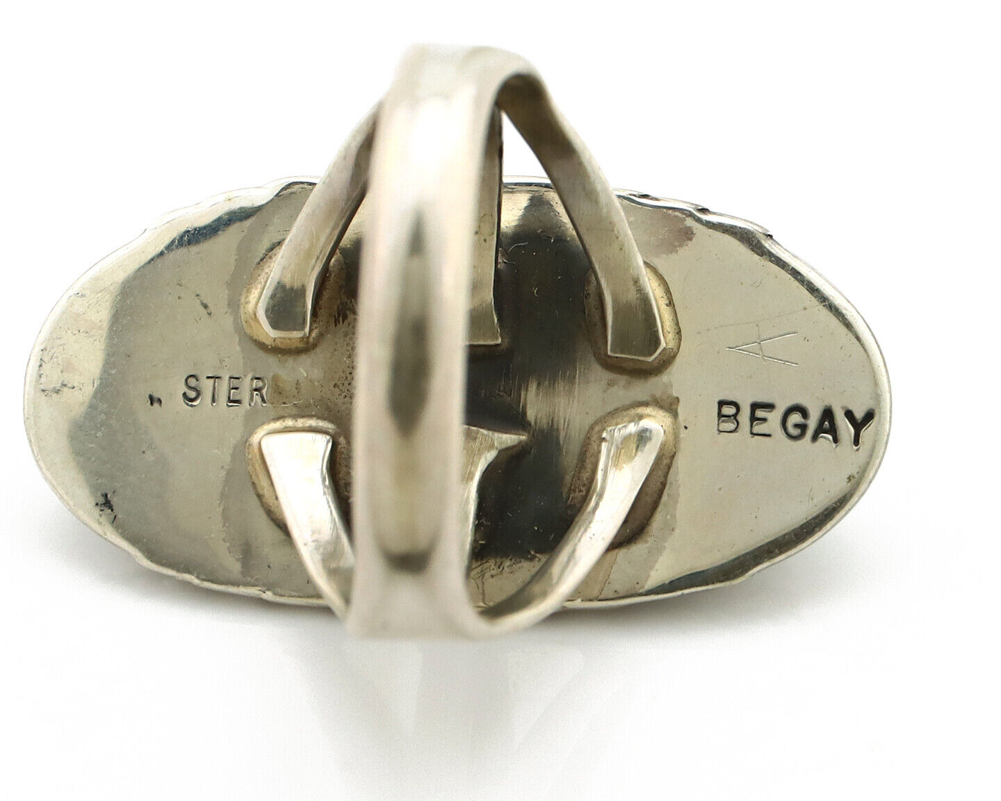 Navajo Ring 925 Silver Blue Turquoise Artist Signed M Begay C.80's
