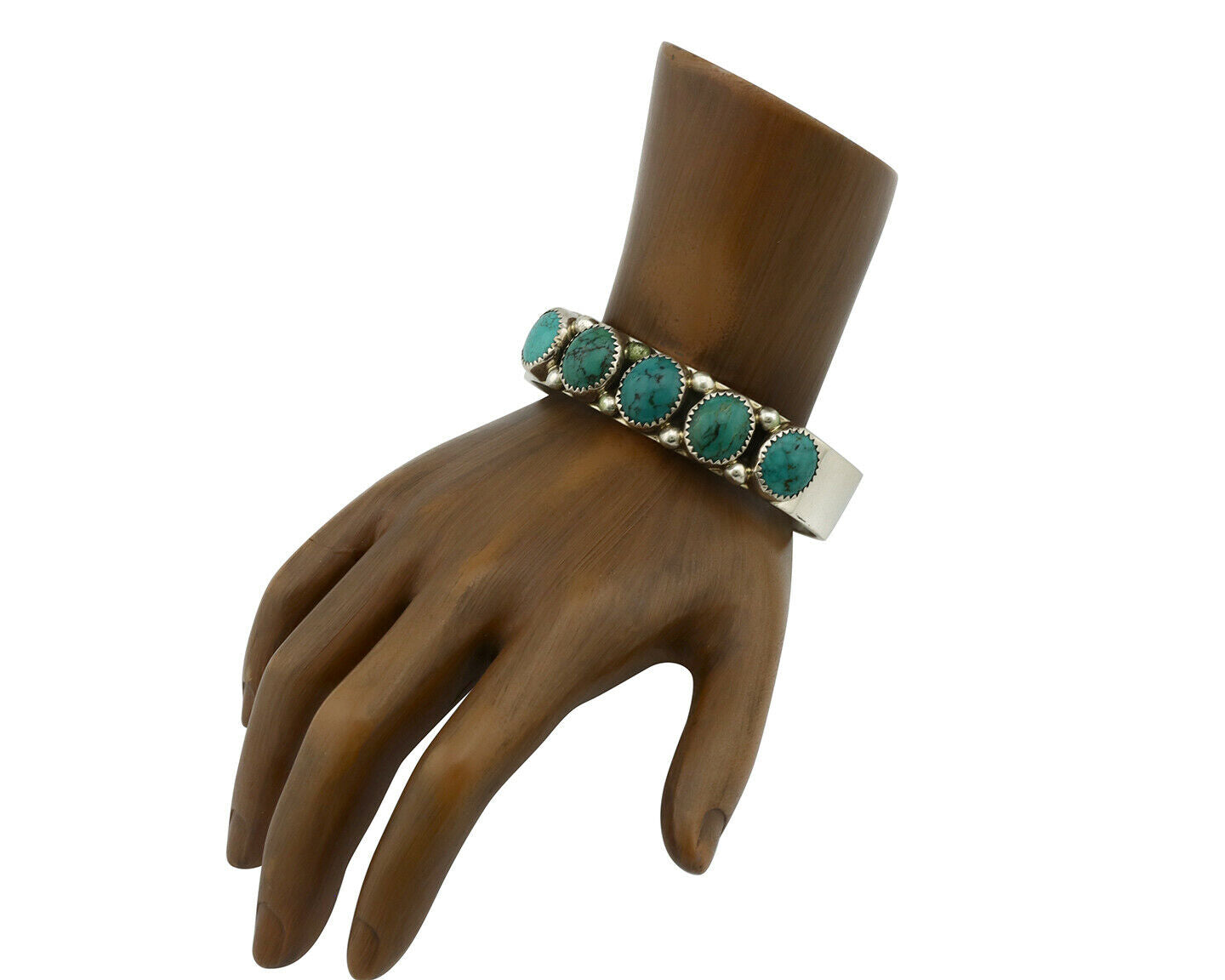 Navajo Bracelet .925 Silver Gem Grade Blue Green Turquoise C Jones Artist C.80's