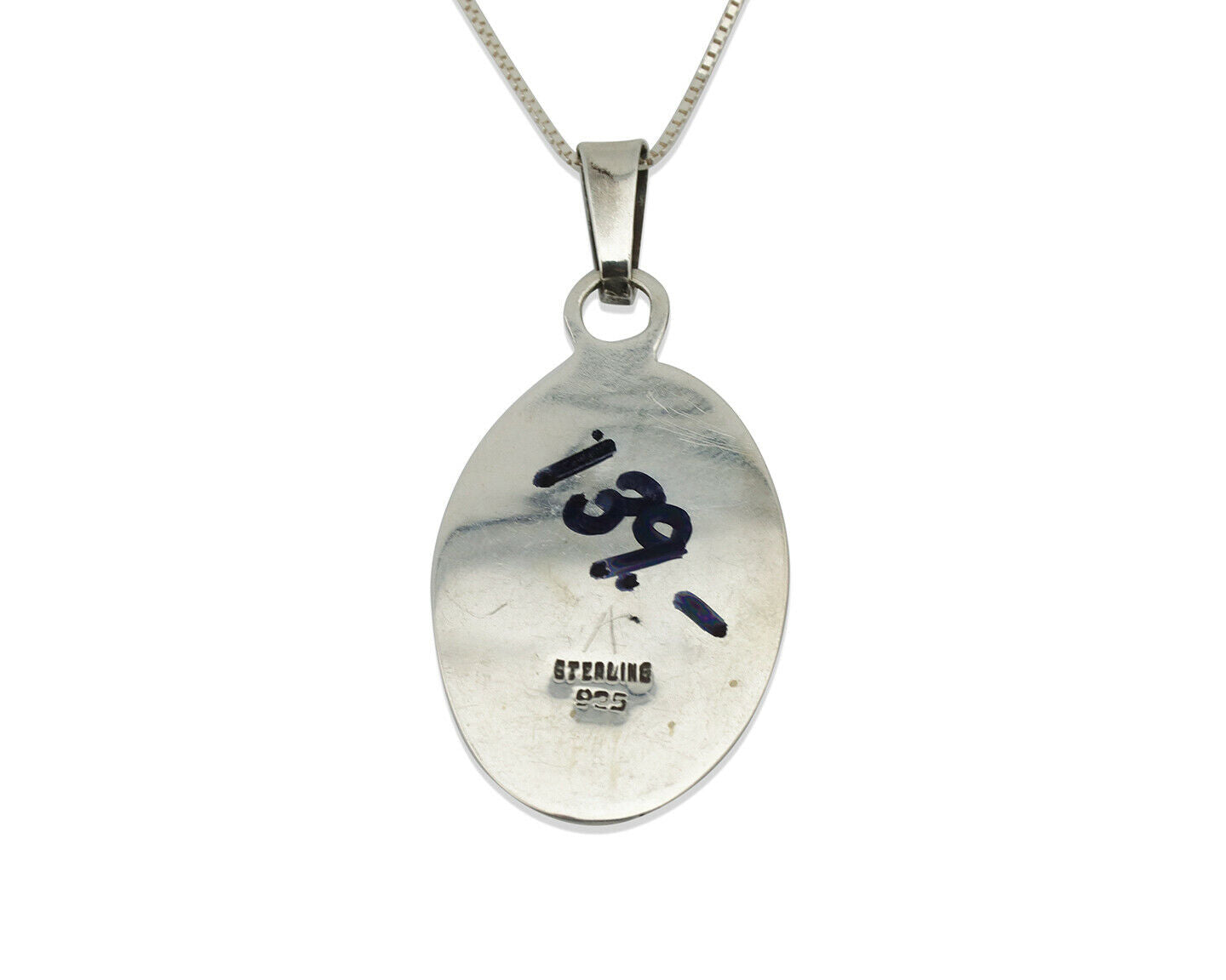 Navajo Pendant .925 Silver Blue Turquoise Native American C.80's