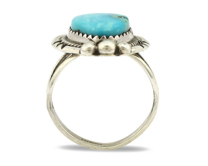 Navajo Ring .925 Silver Kingman Turquoise Artist Signed A C.1980's