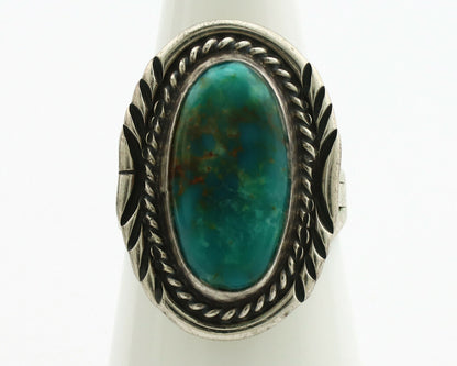 Navajo Ring .925 Silver Kingman Turquoise Signed M Begay C.1980's