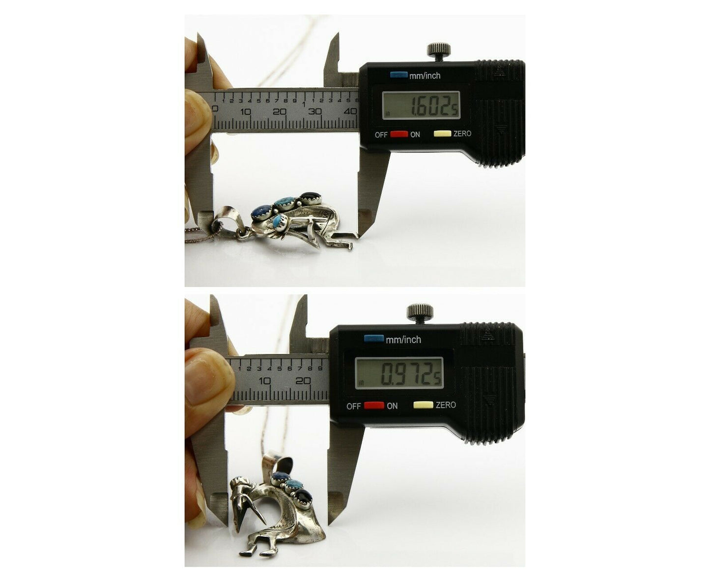 C.1980's Navajo Signed SM Natural Gemstone .925 Silver Pendant Necklace