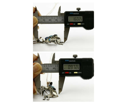 C.1980's Navajo Signed SM Natural Gemstone .925 Silver Pendant Necklace