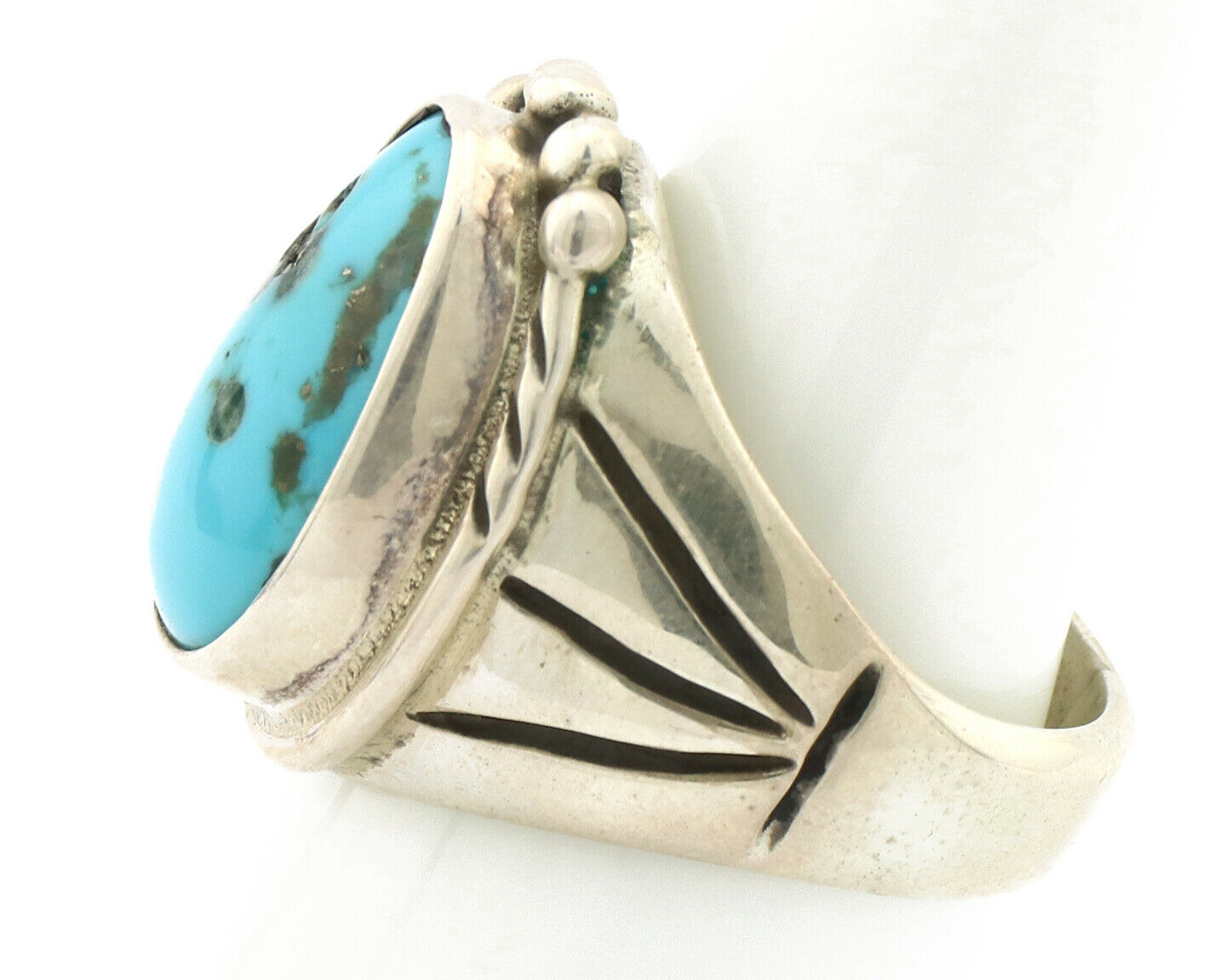 Navajo Ring .925 Silver Turquoise Mountain Native American Artist C.80's