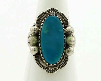 Navajo Ring .925 Silver Blue Turquoise Artist Signed Anna Begay C.1980's