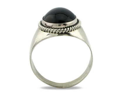 Navajo Ring .925 Silver Handmade Black Onyx Native American Artist C.80's
