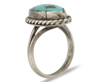 Navajo Handmade Ring 925 Silver Kingman Turquoise Native Artist C.80's