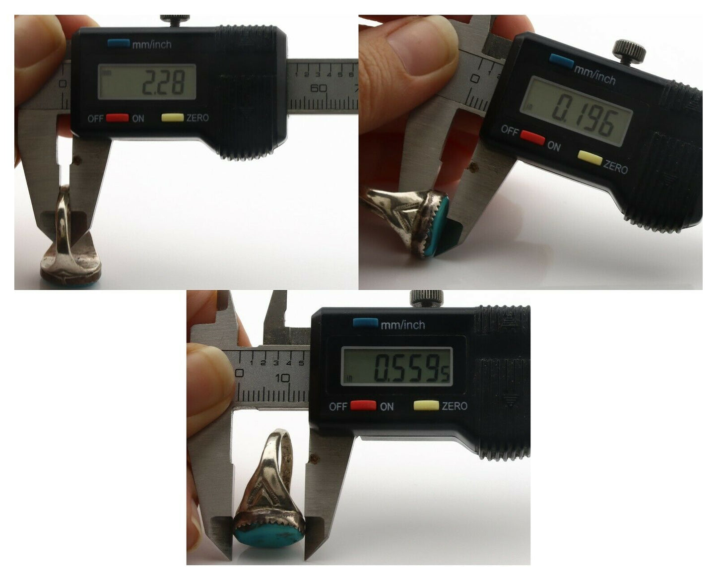 Zuni Ring .925 Silver Natural Blue Turquoise Native American Artist C.1980's