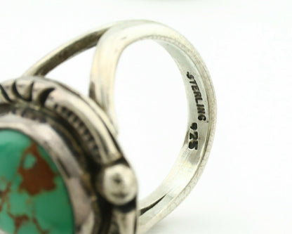Navajo Ring .925 Silver Kingman Turquoise Artist Signed Gecko C.1980's