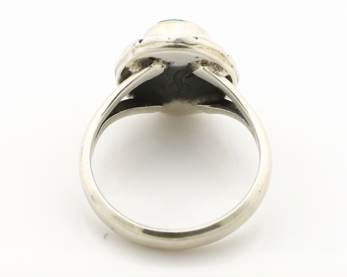 Navajo Ring .925 Silver Kingman Turquoise Artist Signed Gecko C.90's