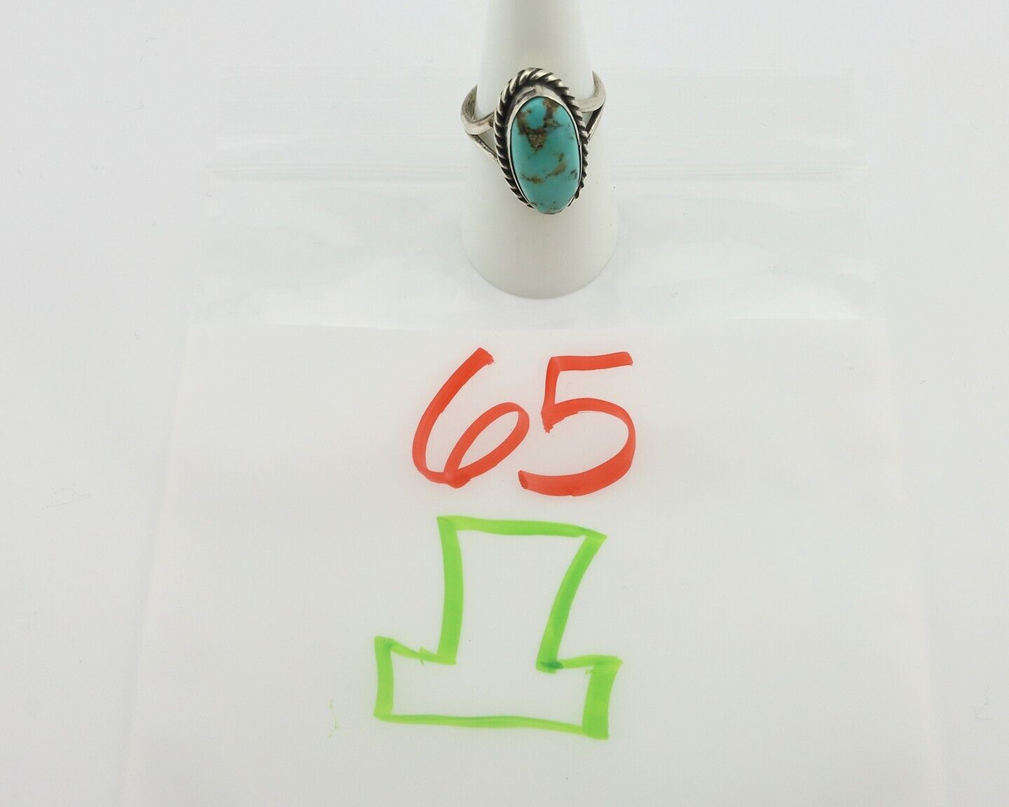 Navajo Ring 925 Silver Natural Blue Kingman Turquoise Native Artist C.80's